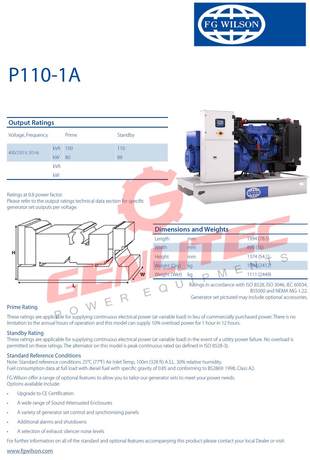 100kVA 80kw 50Hz Original Fg Wilson Diesel Generator Set in Stock