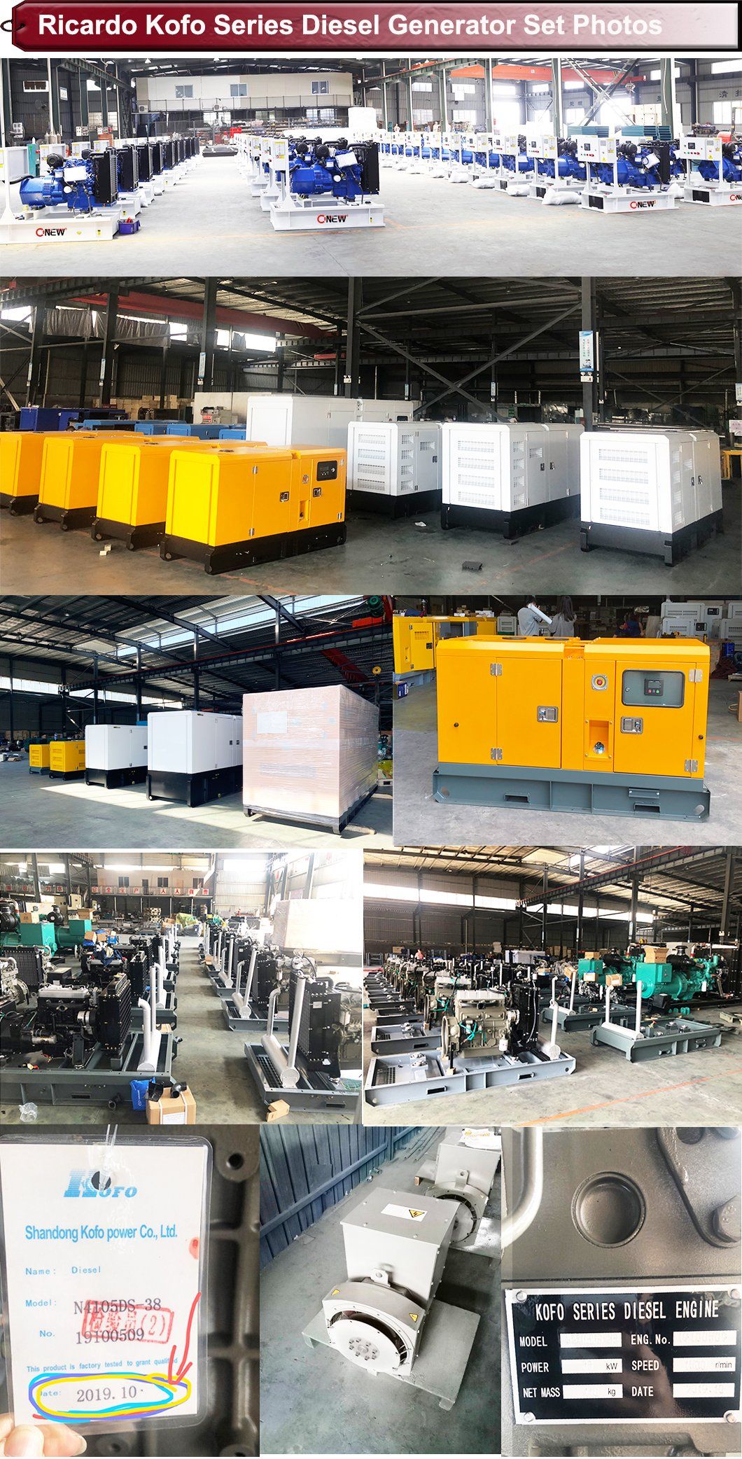 11kw 13kVA 13kv Factory Audit Air Cooled Ricardo Kofo Diesel Cat Generator