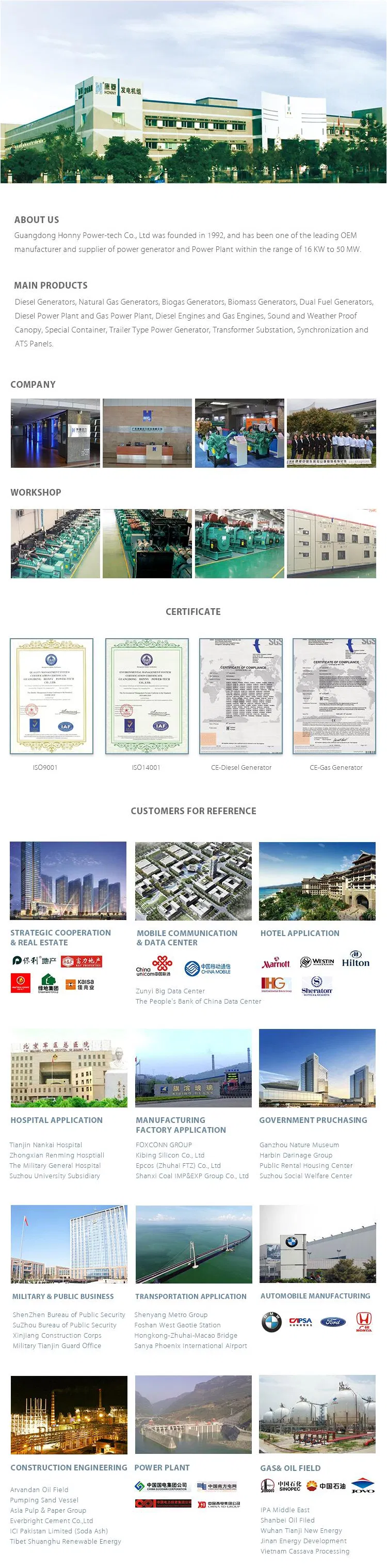 50Hz Googol Engine OEM Diesel Generator 1000kw 1250kVA