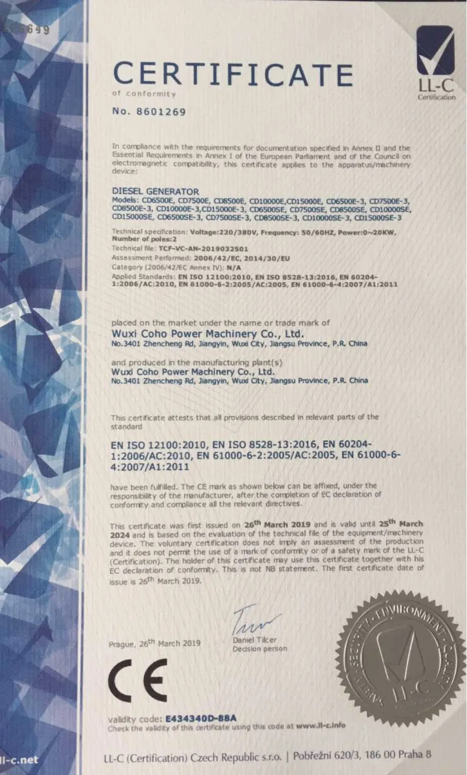 5kw Diesel Generator Open Type with CD186f Diesel Engine