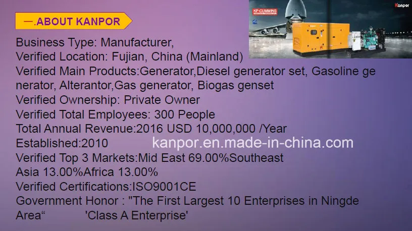 60Hz 1800rpm Prime Output 32kw 40kVA Cummins 4bt3.9g2 Power Generation Kanpor Electric Diesel Generator