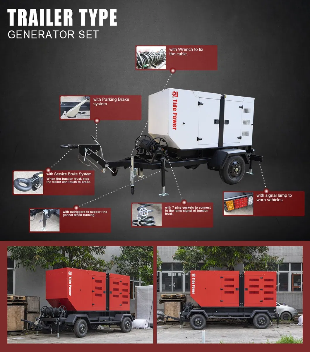 60kVA Diesel Generator Set 48kw of Mobile Power Station Trailer Mounted Generator Diesel Power