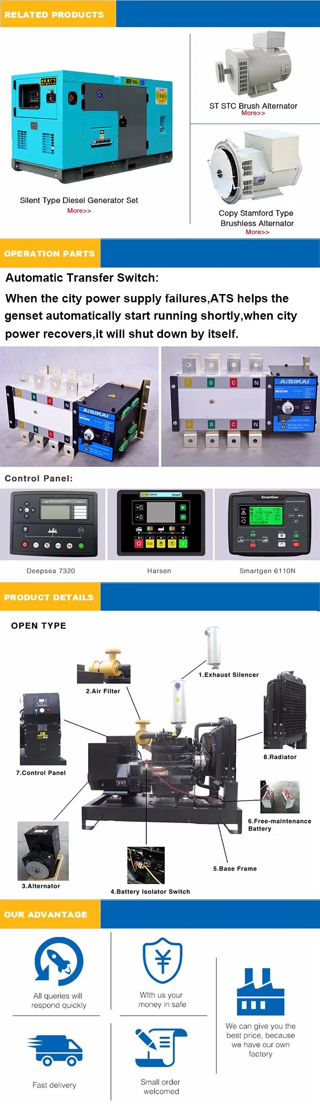6kVA~56kVA Yanmar Powered Silent Diesel Generator with Ce/ISO