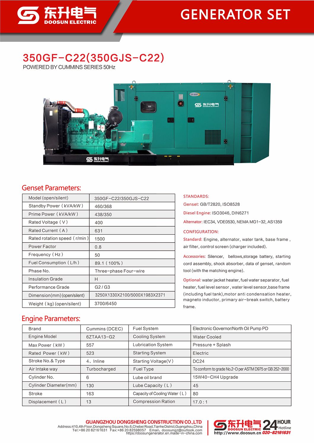 Croatia 350kw/438kVA Diesel Generator Set for Standby Power Supply