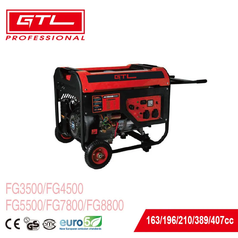 Electric Starter 210cc Gasoline Powered Generator with Wheels and Handles (FG5500)