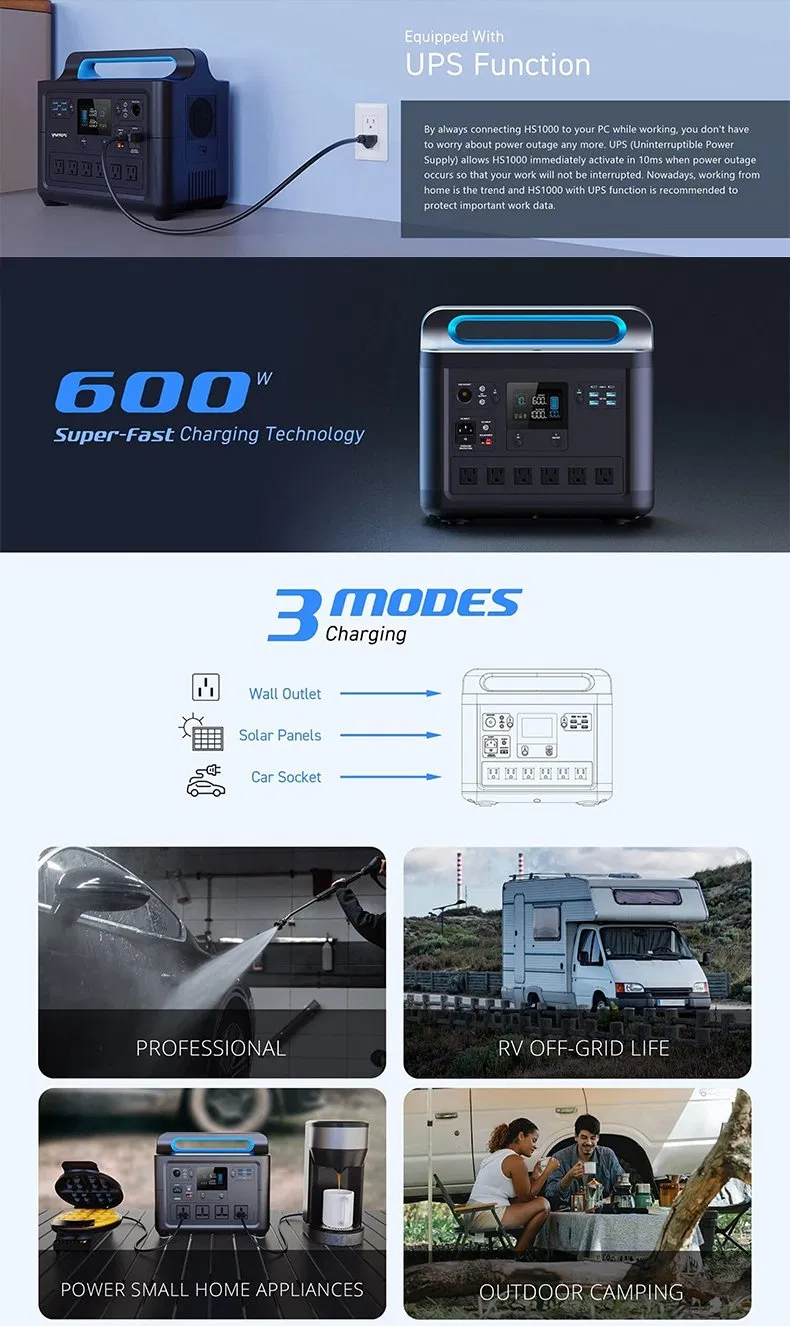 Home Backup Energy Portable Power Supply 1000wh Lithium Iron Batteries