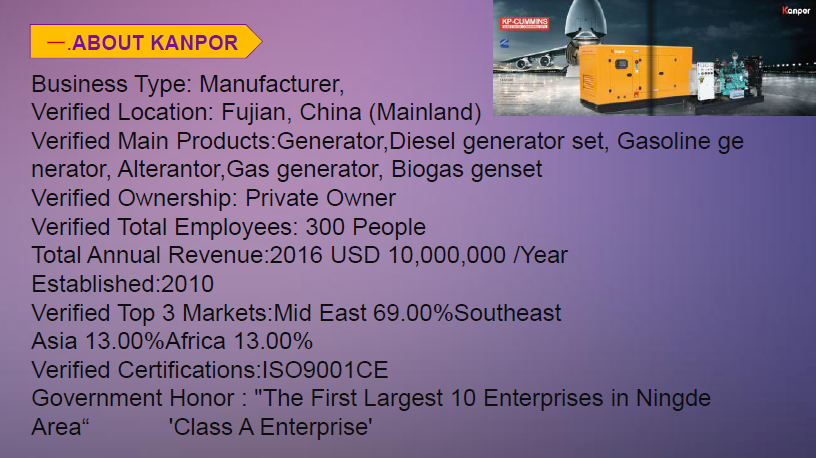 Kanpor Perkins Electric Generator Prime Output 48kw/60kVA Standby Output 66kVA/52.8kw