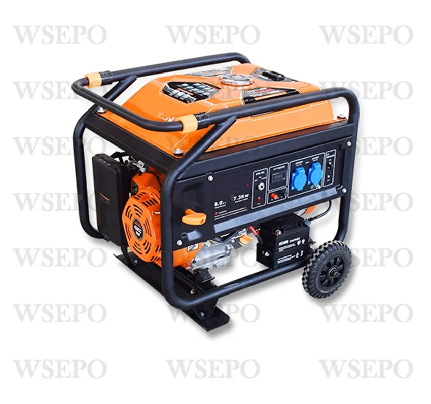 Wse8500A 8kw 8000va 220V 50Hz Electric Start AC Single Phase Brush Gasoline Generator 100% Copper Winding with Trolly Powered by 460cc Single Cylinder Engine