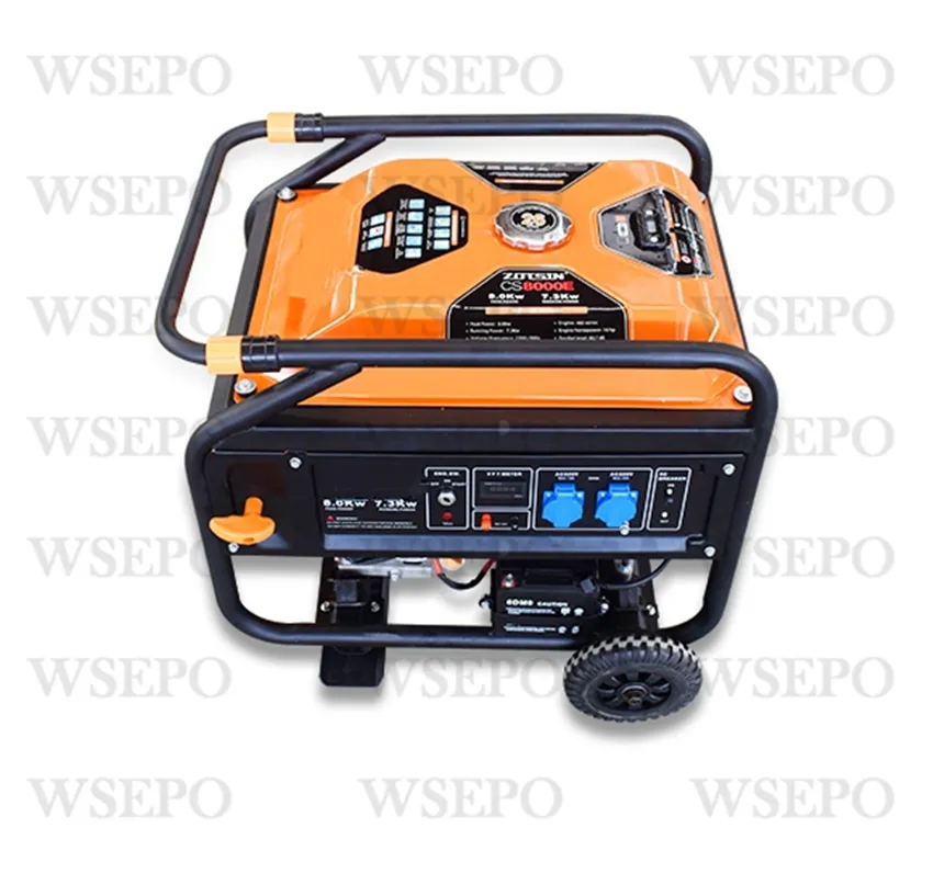 Wse8500A 8kw 8000va 220V 50Hz Electric Start AC Single Phase Brush Gasoline Generator 100% Copper Winding with Trolly Powered by 460cc Single Cylinder Engine