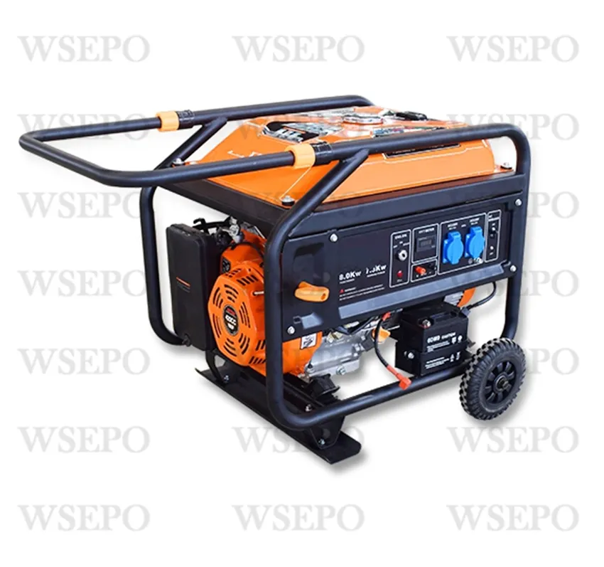 Wse8500A 8kw 8000va 220V 50Hz Electric Start AC Single Phase Brush Gasoline Generator 100% Copper Winding with Trolly Powered by 460cc Single Cylinder Engine