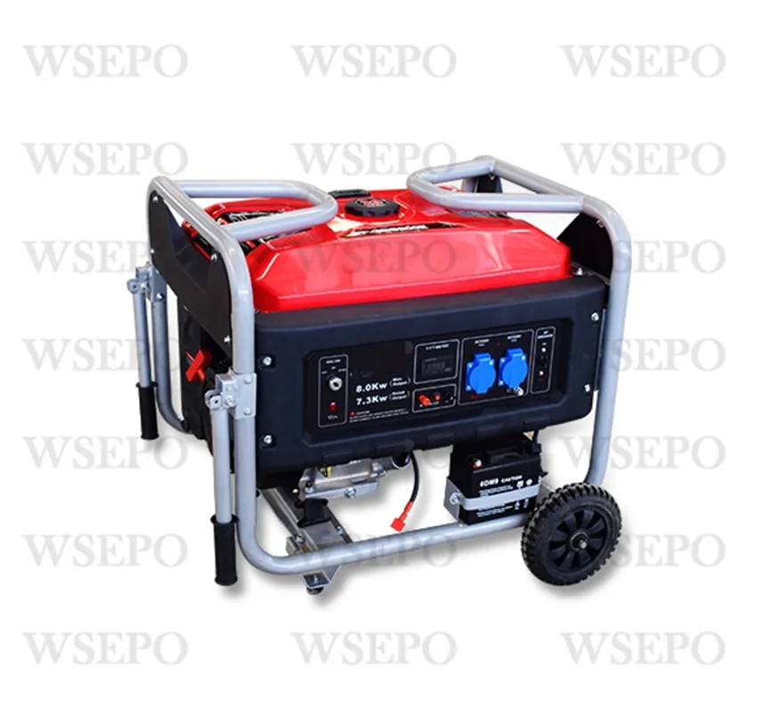 Wse8500b 8kw 8000va 220V 50Hz Electric Start AC Single Phase Brush Gasoline Generator 100% Copper Winding with Trolly Powered by 460cc Single Cylinder Engine