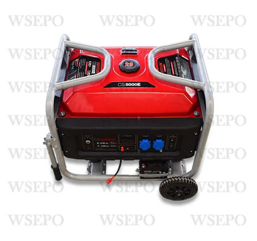 Wse8500b 8kw 8000va 220V 50Hz Electric Start AC Single Phase Brush Gasoline Generator 100% Copper Winding with Trolly Powered by 460cc Single Cylinder Engine
